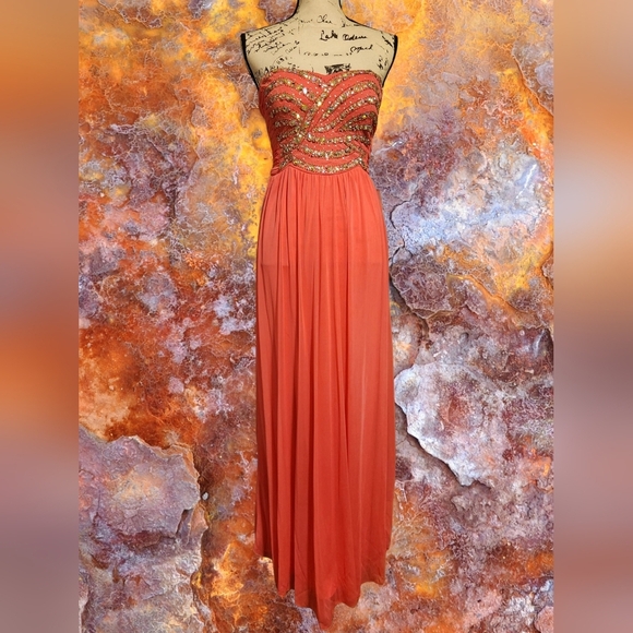 As U Wish Dresses & Skirts - As U Wish Coral Strapless Prom Dress